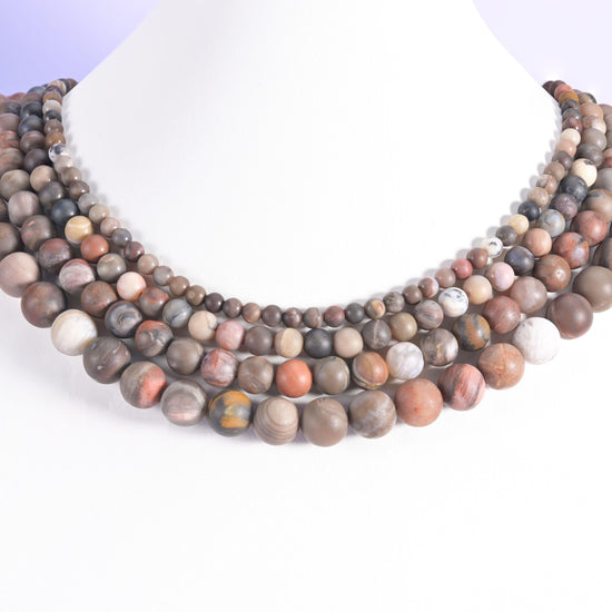Petrified wood beads, matte round, 4mm, 6mm, 8mm, 10mm