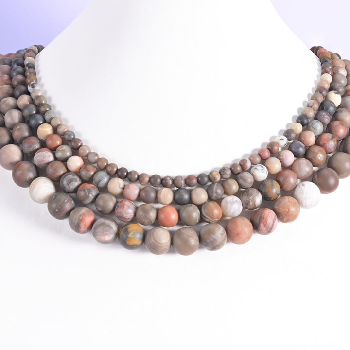 Petrified wood beads, matte round, 4mm, 6mm, 8mm, 10mm