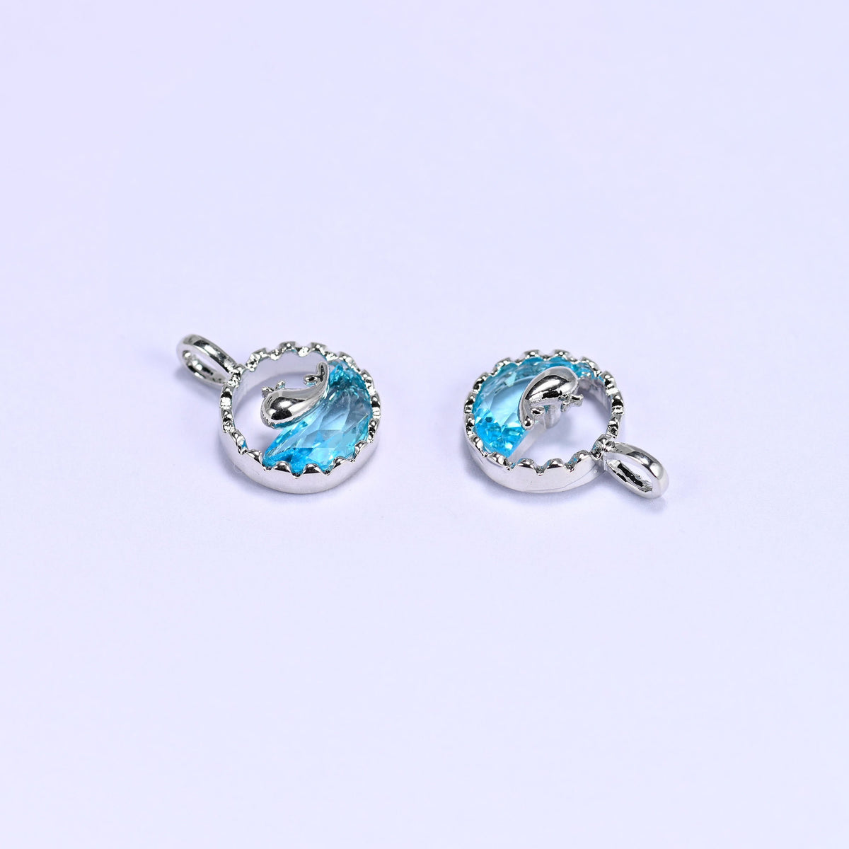 Zirconia whale charm, 1 piece per order