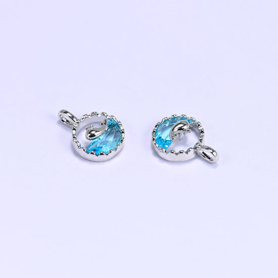 Zirconia whale charm, 1 piece per order