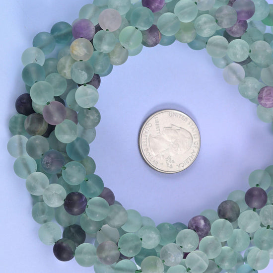 Colorful Fluorite Matte Round Beads 4mm 6mm 8mm 10mm 15 Inch Strand