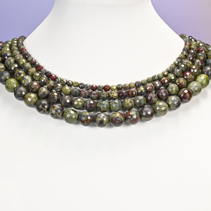 Dragon bloodstone beads, faceted round, 4mm to 10mm
