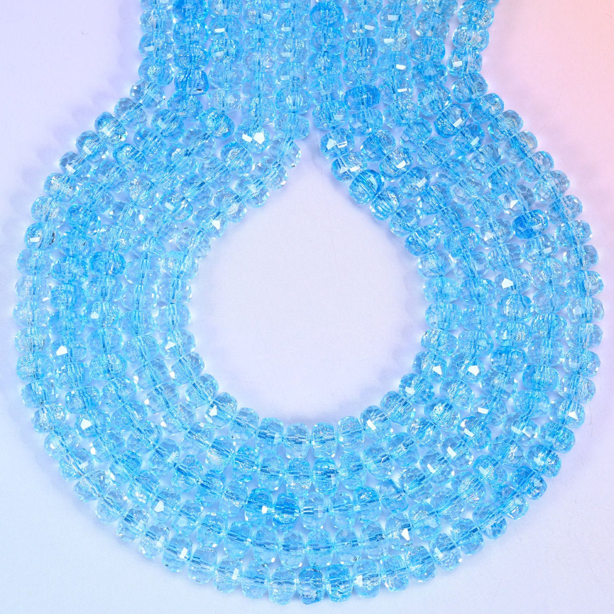 Transparent Blue Faceted Rondelle Glass Beads, hole approximately 1.2mm