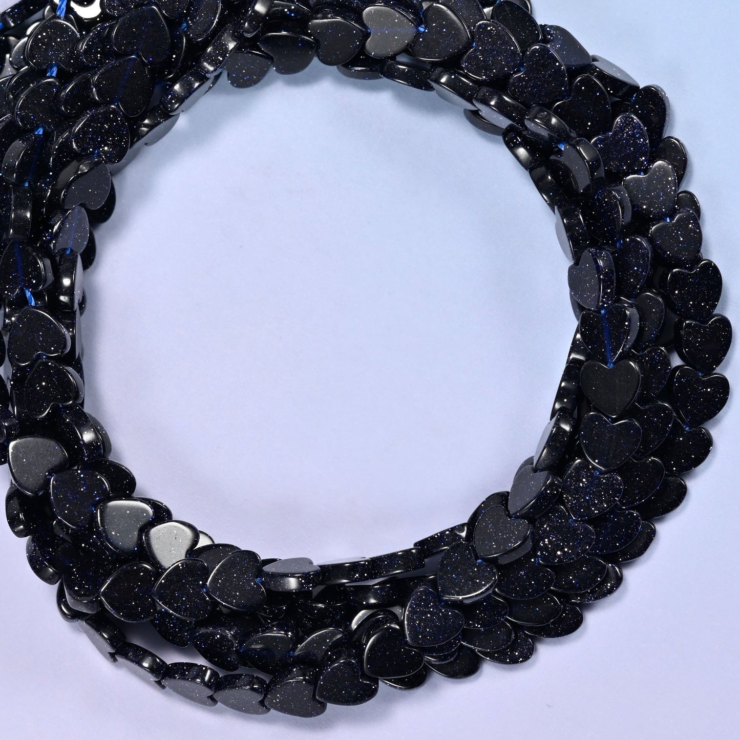 Blue Sandstone Flat Heart Beads: Size 6mm, Jewelry Making, 15 Inch Strand