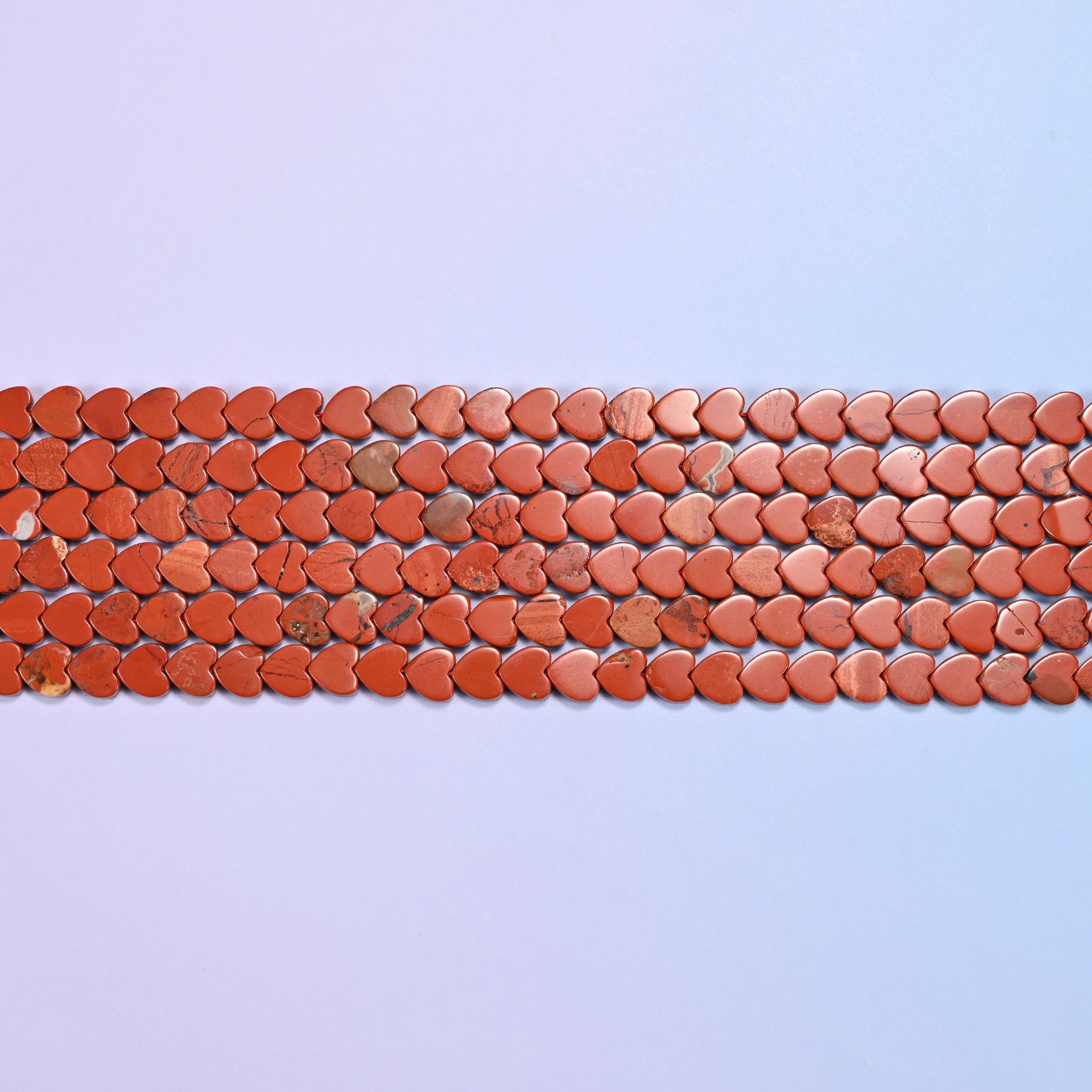 Red Jasper Flat Heart Beads in solid brick red