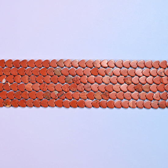 Red Jasper Flat Heart Beads in solid brick red