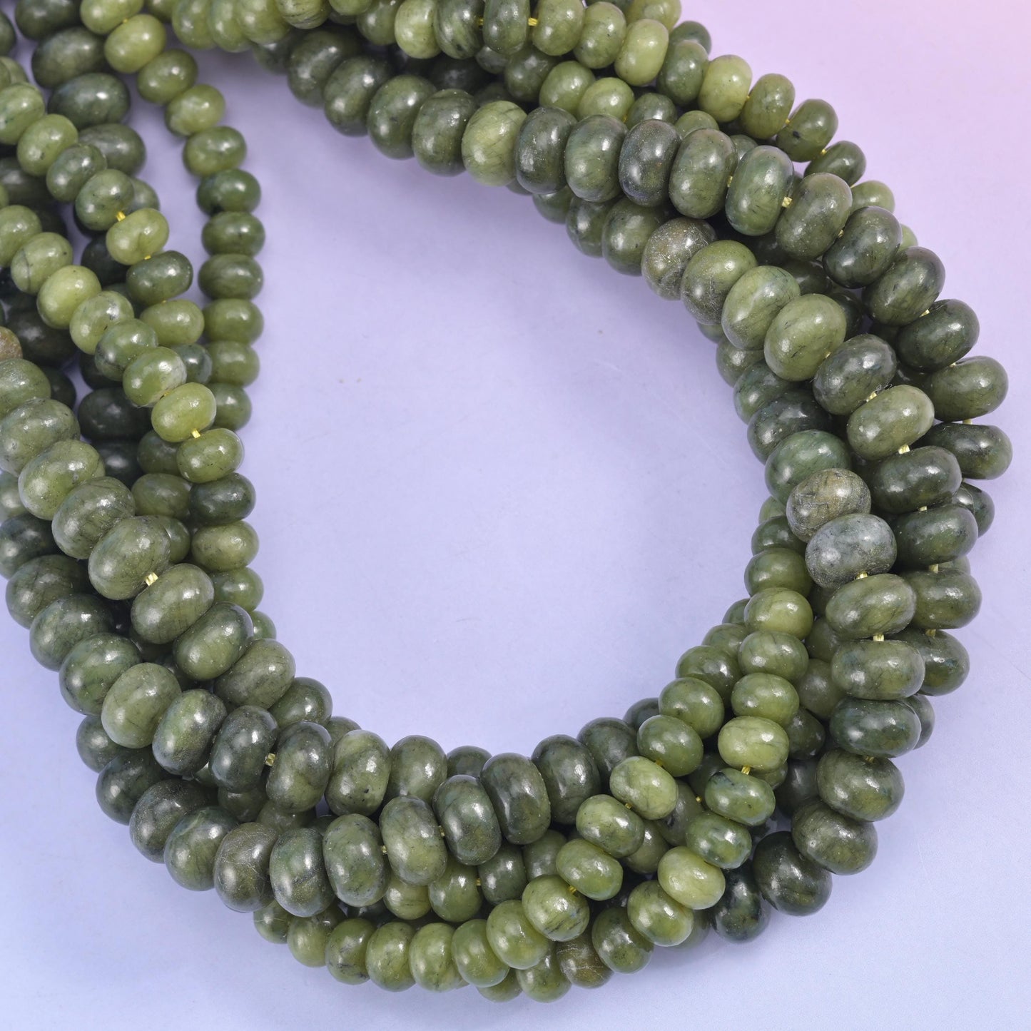 South Green Jade Smooth Rondelle Beads Jewelry Making Size 4x6mm 5x8mm 15.5" Strand