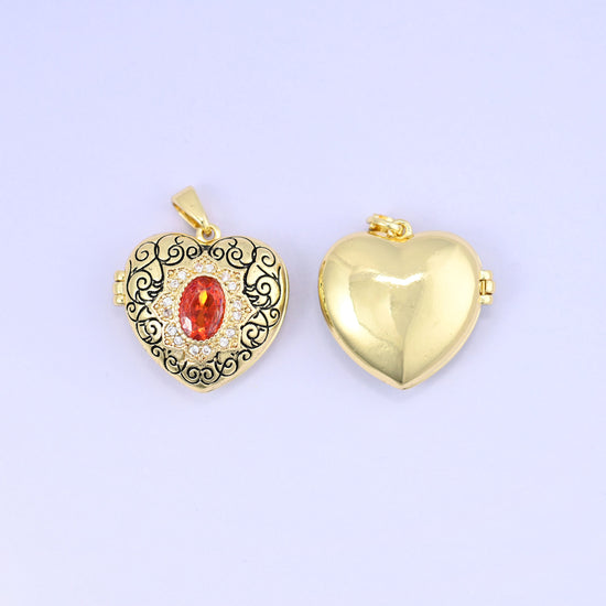 Heart Locket Zircon Pendants: 18K Gold Plated Charms, Jewelry Making Supply