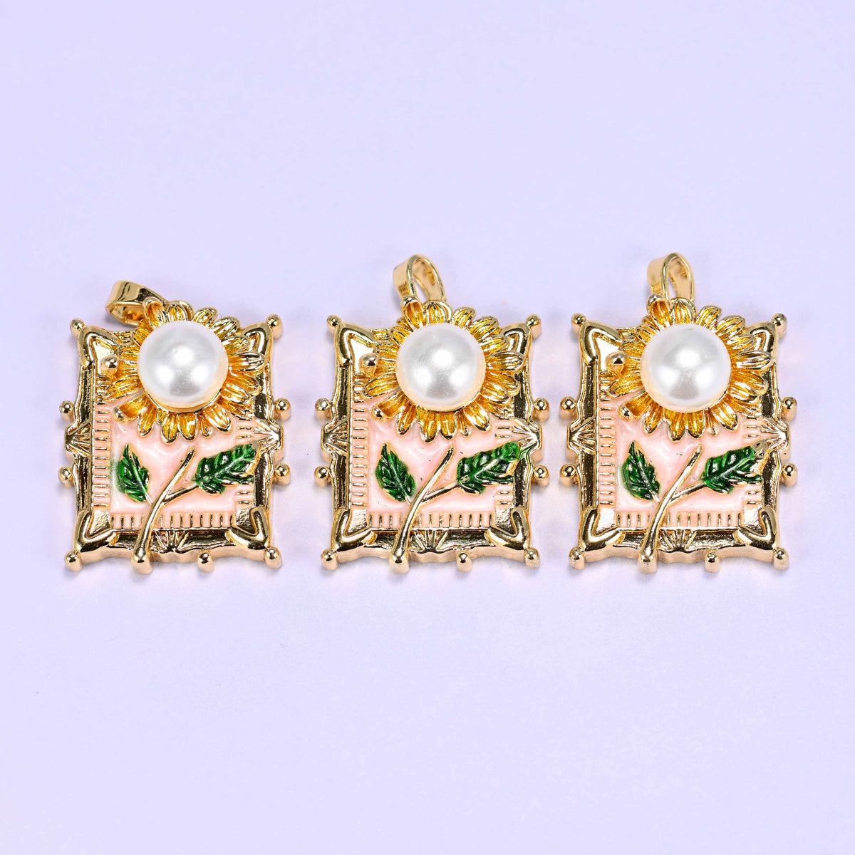 18K gold plated sunflower charm, sold individually