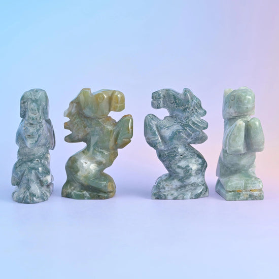 Carved natural stone horse figurine, about 1.6 oz, sold per piece in the stone you select