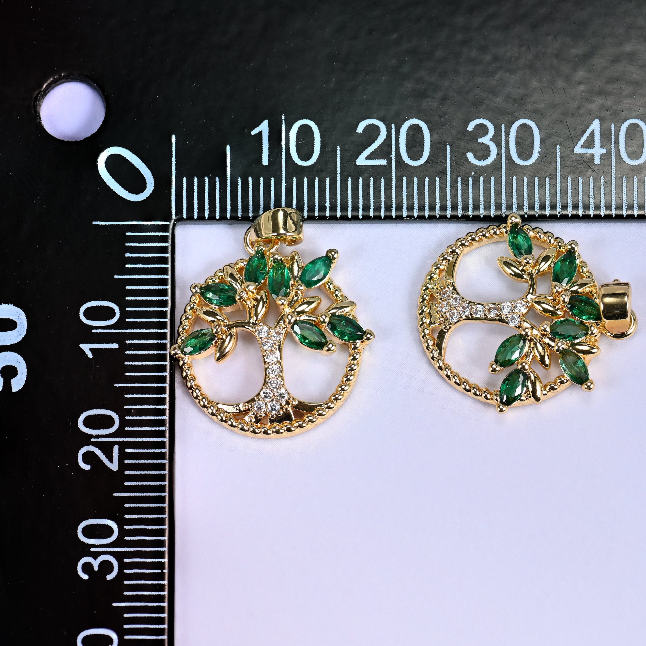 Round Green Leaf Tree Zircon Charms: DIY Pendants, Jewelry Making Supply