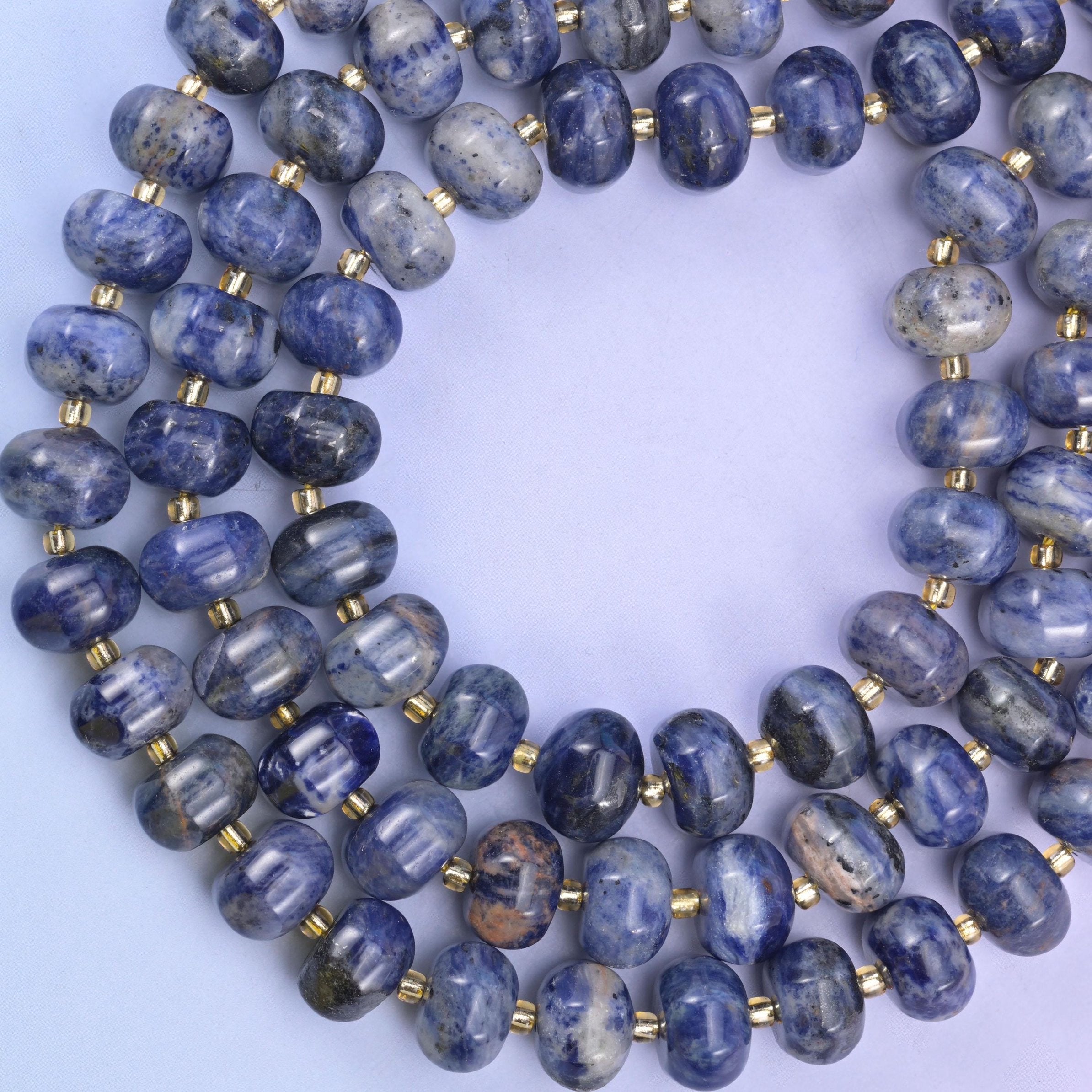 Sodalite pumpkin beads, approximately 35 beads per strand