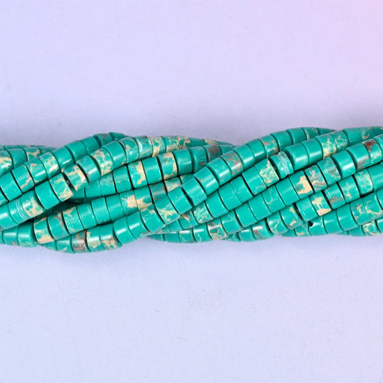 Green Shoushan Stone Smooth Heishi Disc Beads: Jewelry Making Supply, 15.5 Inch Strand