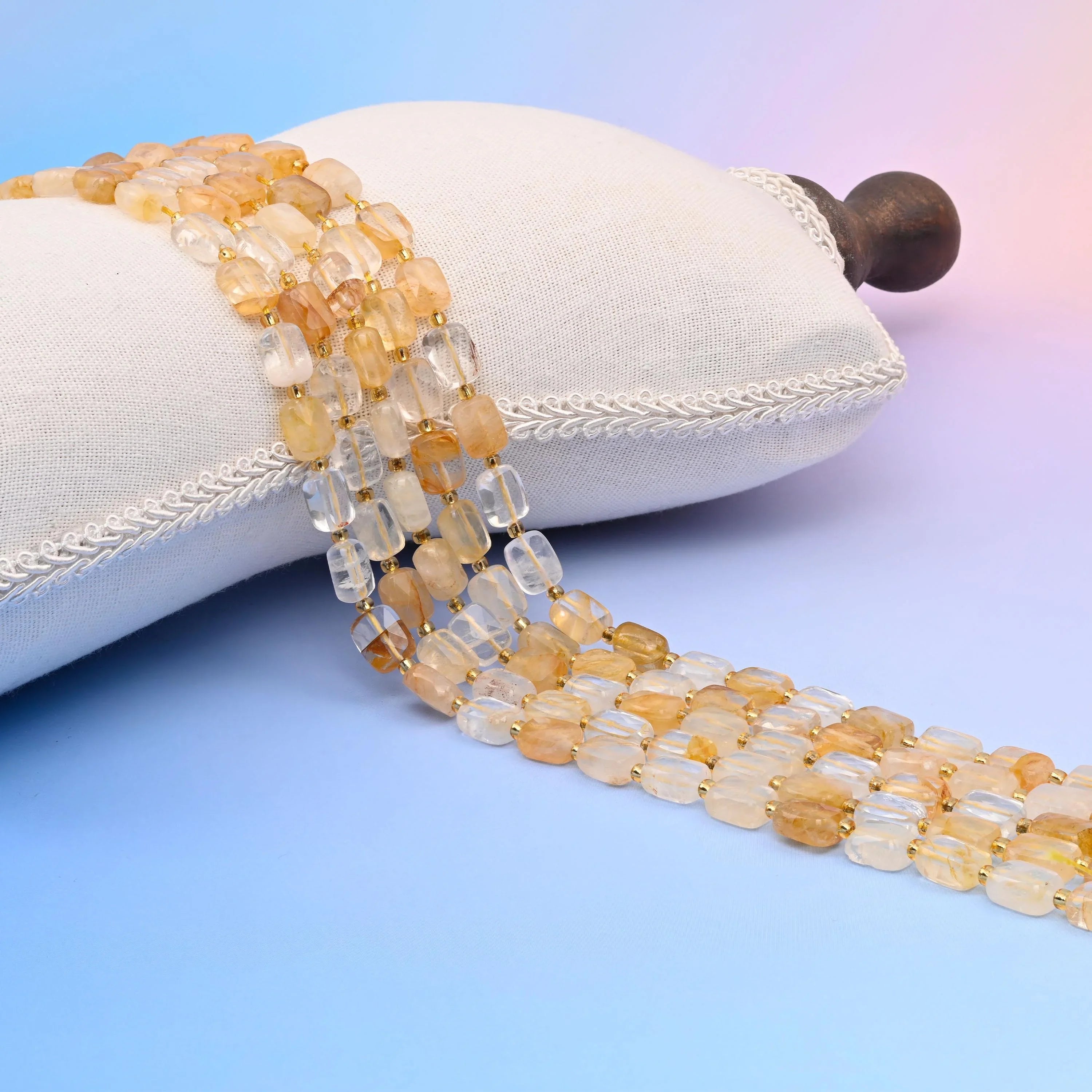 Golden Healer Faceted Rectangular Beads