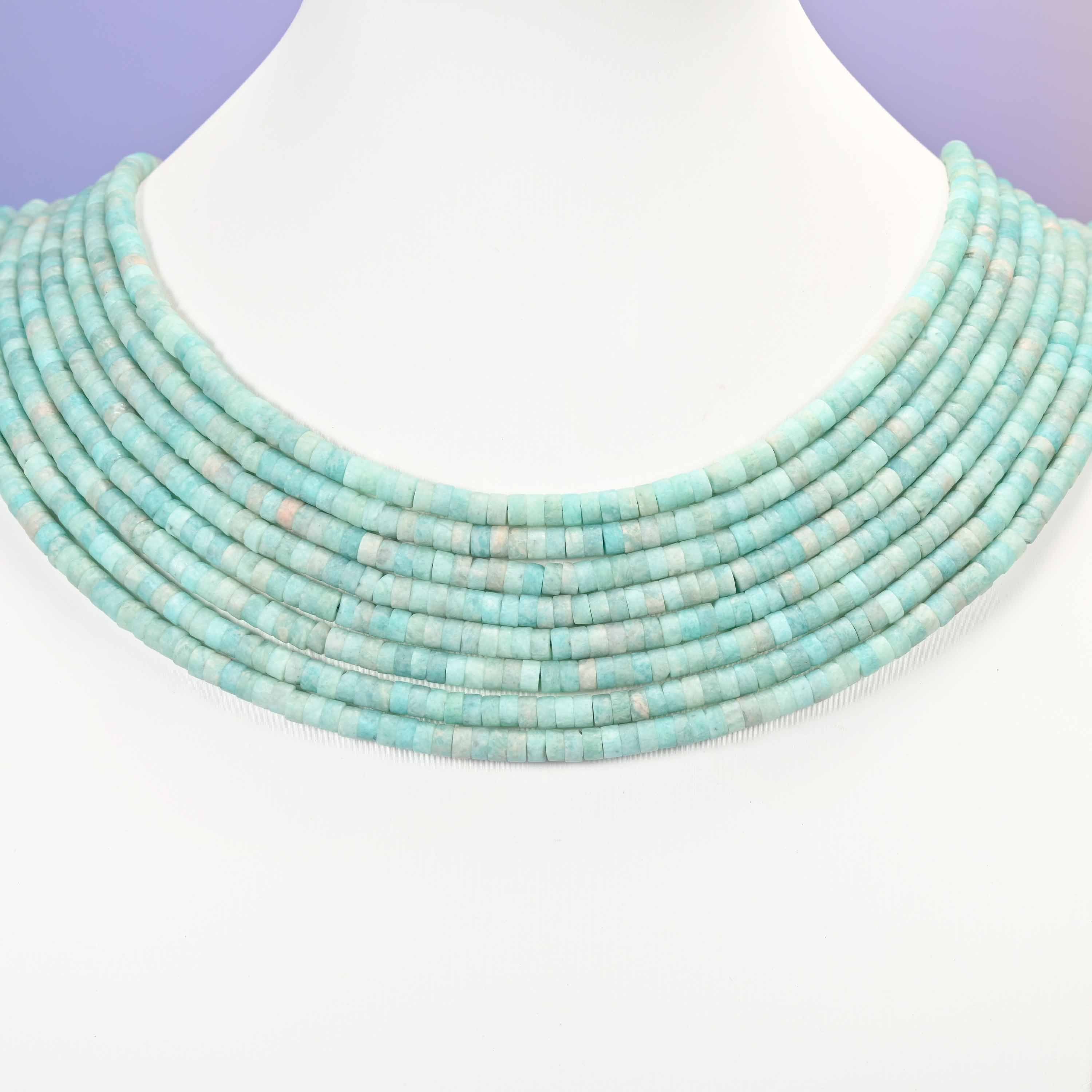 Matte Blue Amazonite Heishi Disc Beads: Jewelry Making Supply, 15 Inch Strand