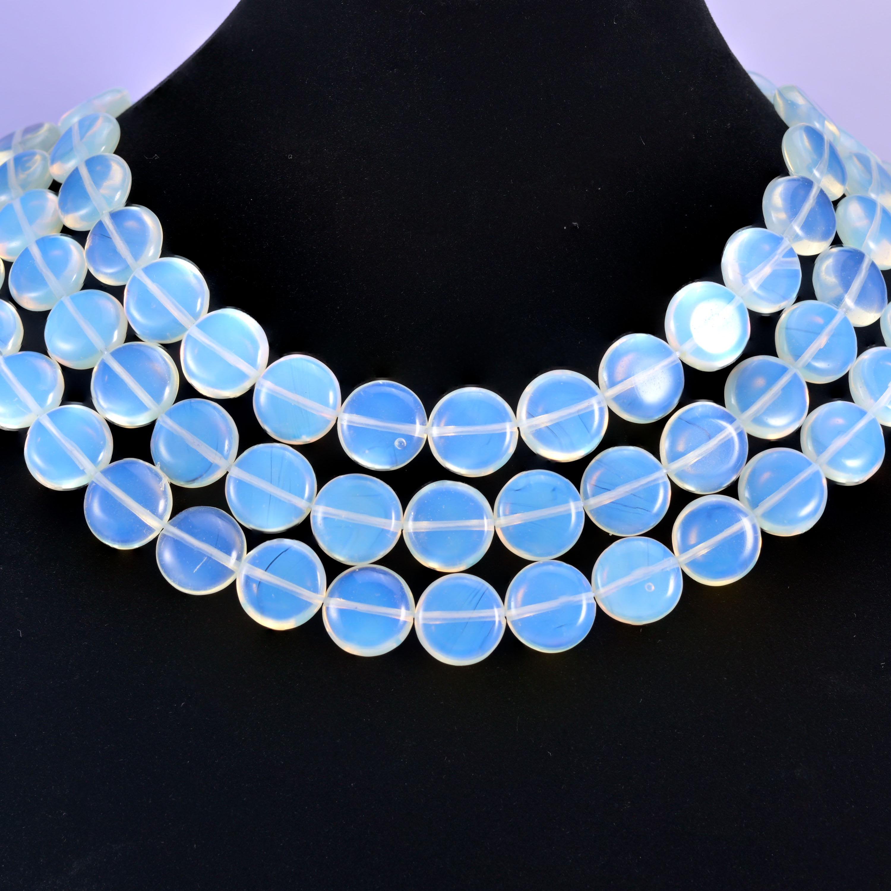 Opalite glass beads, coin shape, 15mm