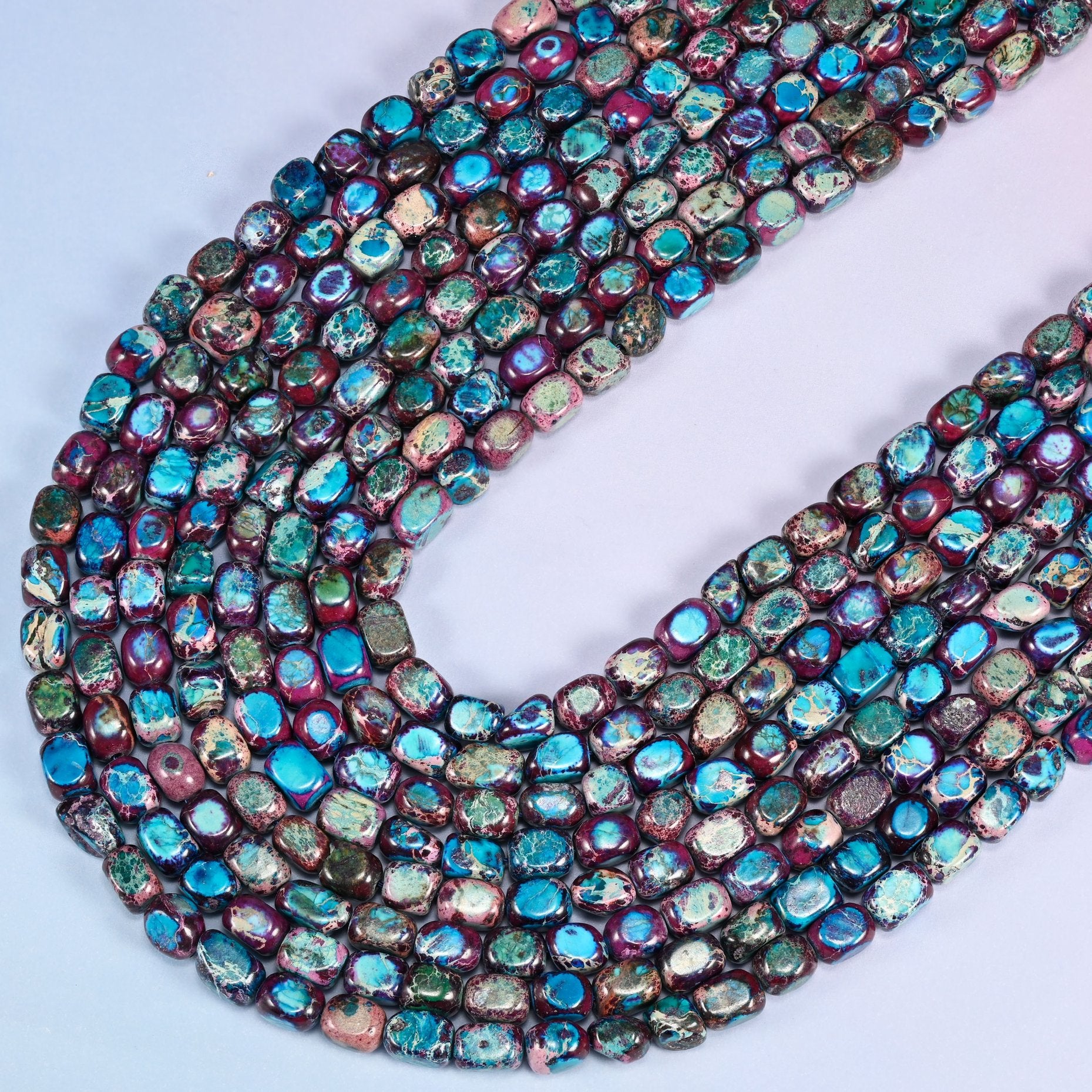 Purple Dyed Sea Sediment Jasper Beads, sold per 15 inch strand, approximately 50 beads.
