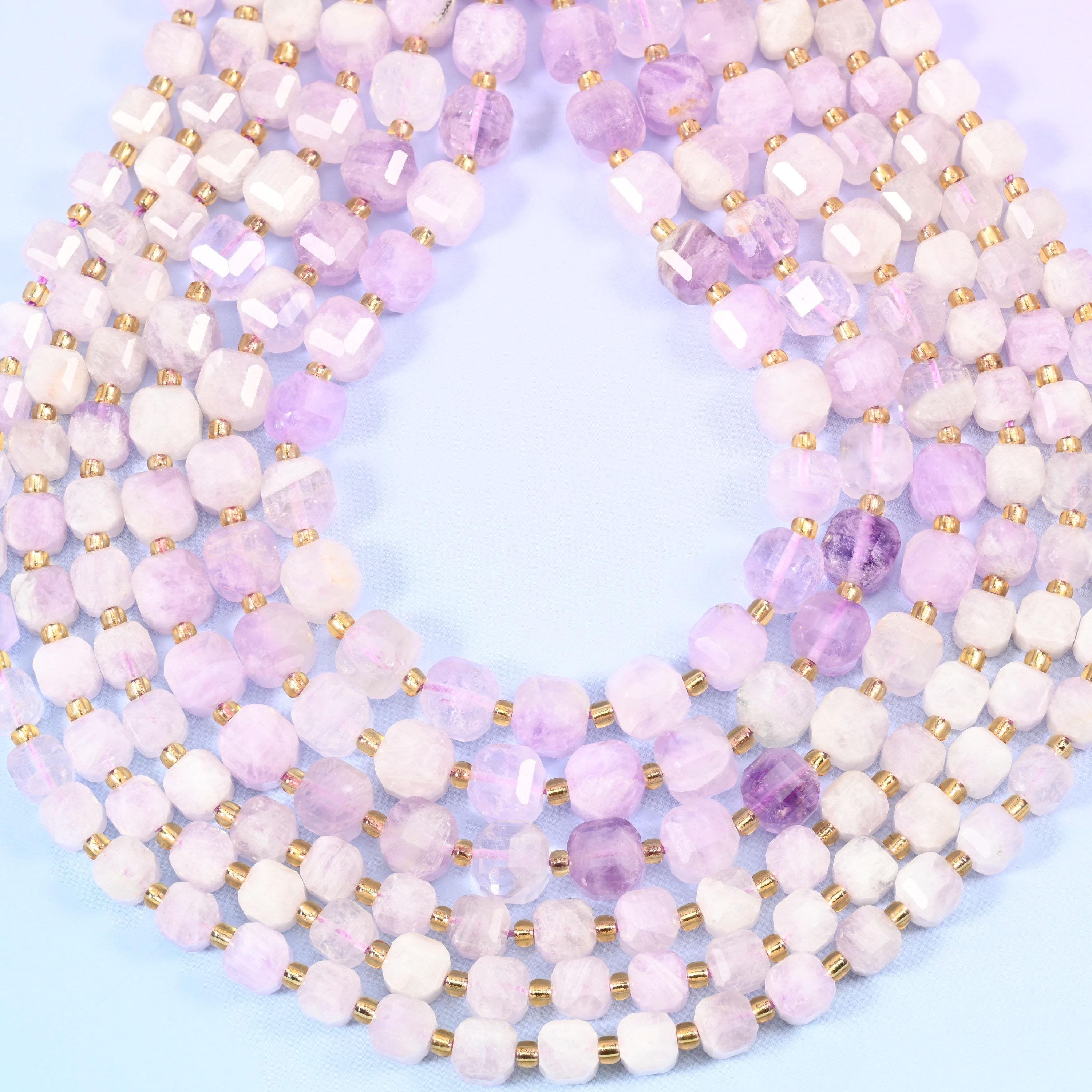 Purple Jade Faceted Cube Beads, 1.2mm hole