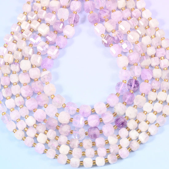 Purple Jade Faceted Cube Beads, 1.2mm hole