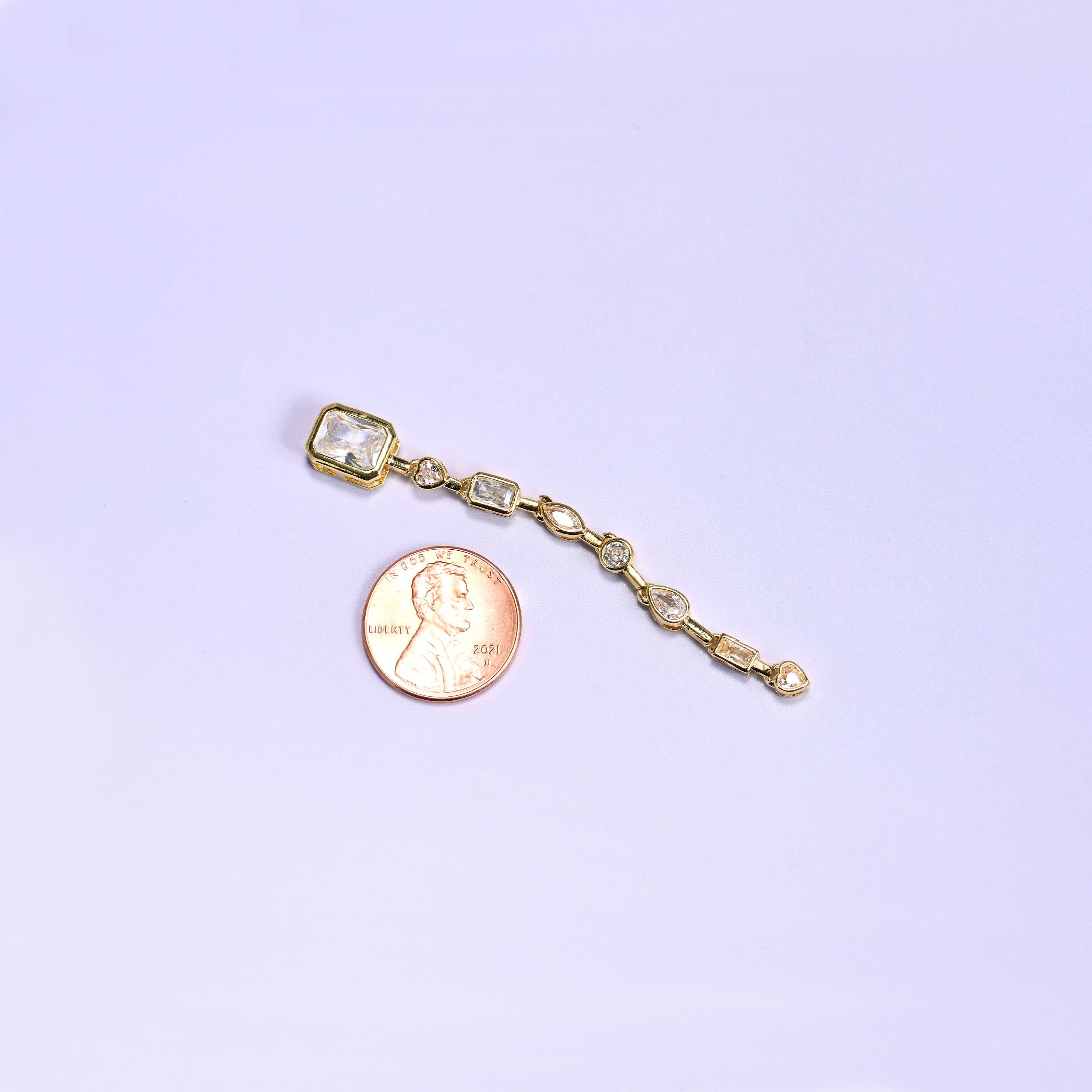 Brass, 18K gold plated, beads, multi-shape bezel chain segment, Approximately 67.66mm x 8.02mm