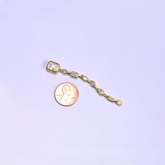 Brass, 18K gold plated, beads, multi-shape bezel chain segment, Approximately 67.66mm x 8.02mm