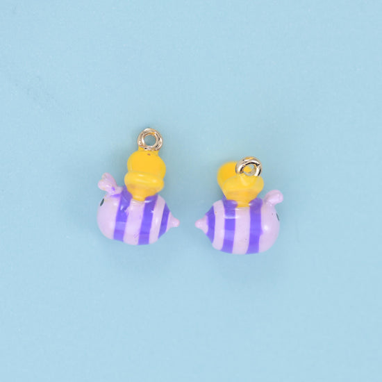 Enamel Bumble Bee Charm 13x11mm, 18K Gold Filled