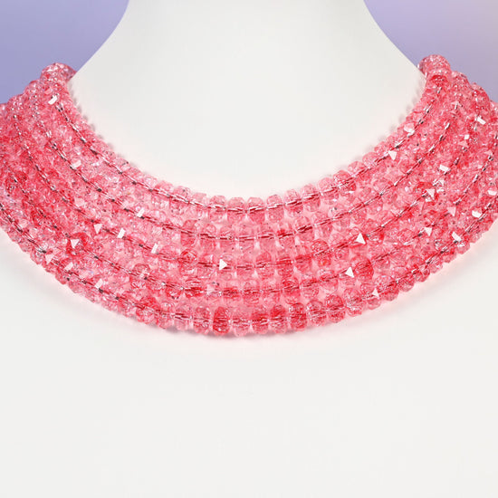 Transparent red glass beads, faceted rondelle shape, 5x8mm