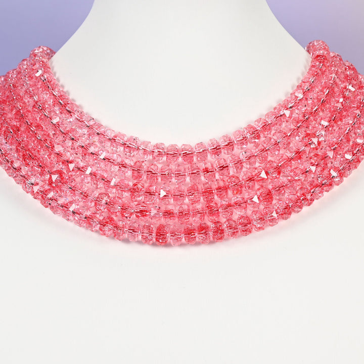 Transparent red glass beads, faceted rondelle shape, 5x8mm