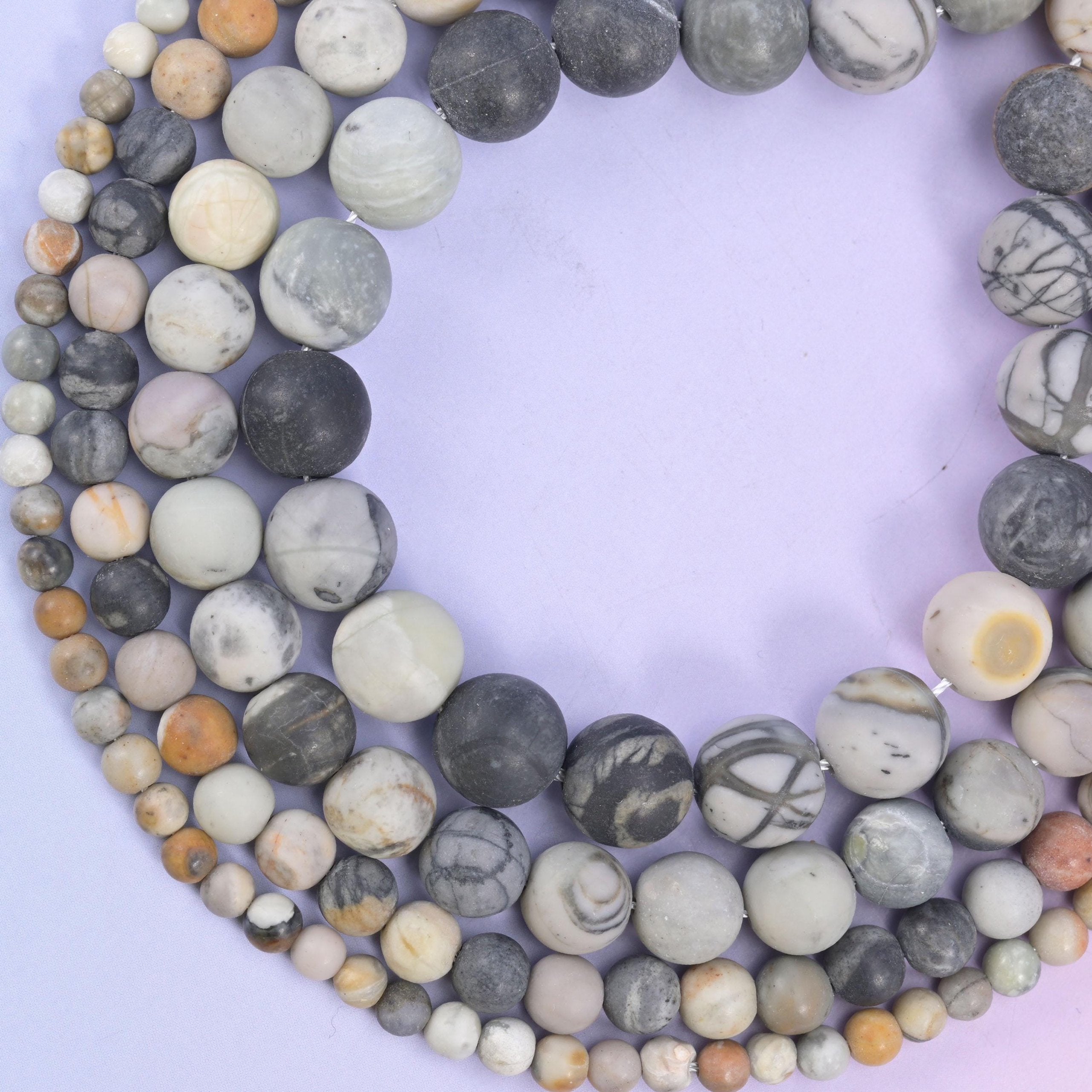 Picasso Jasper Matte Round Beads, sold per 15 inch strand