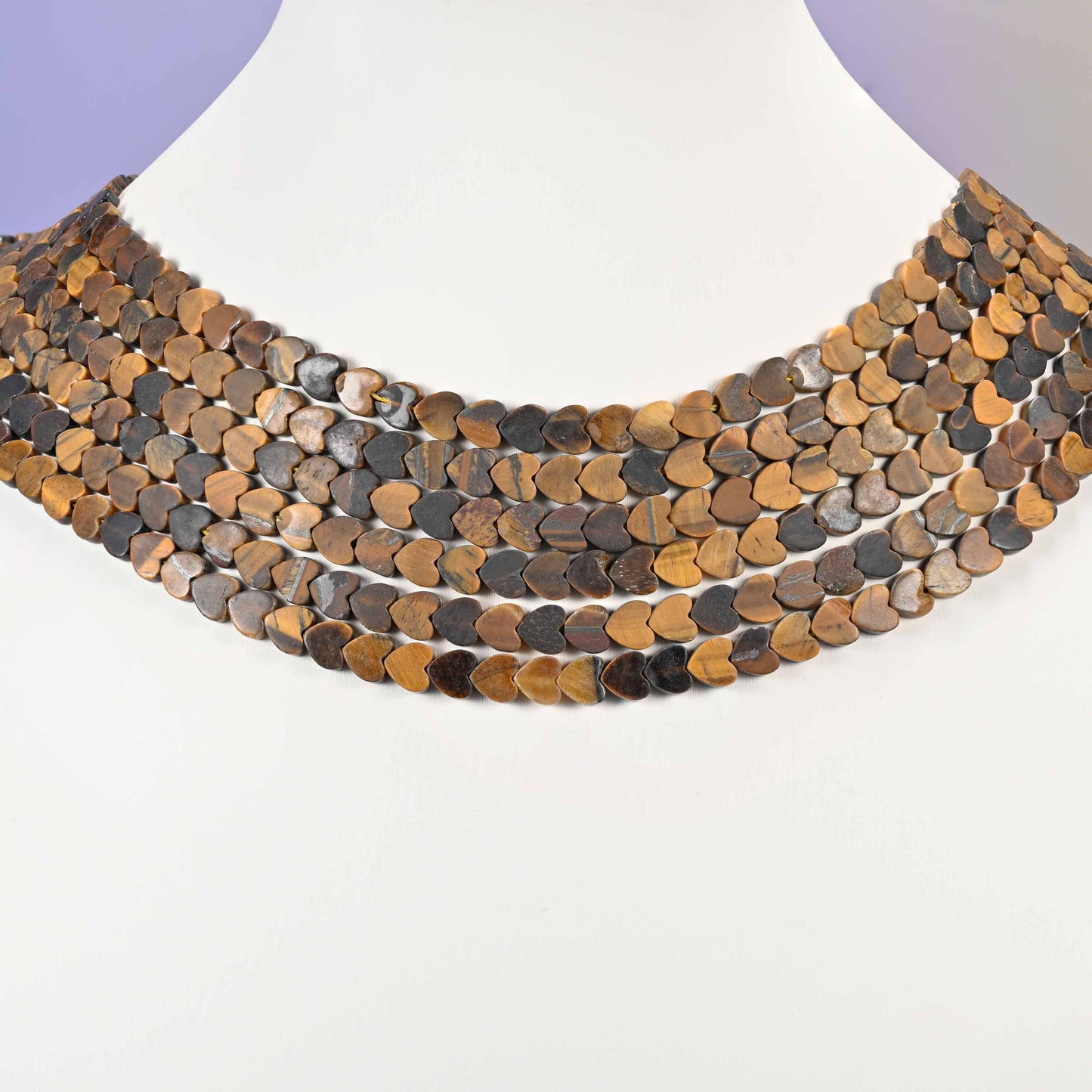Matte Tiger Eye Flat Heart Beads: Size 6mm, Jewelry Making, 15 Inch Strand