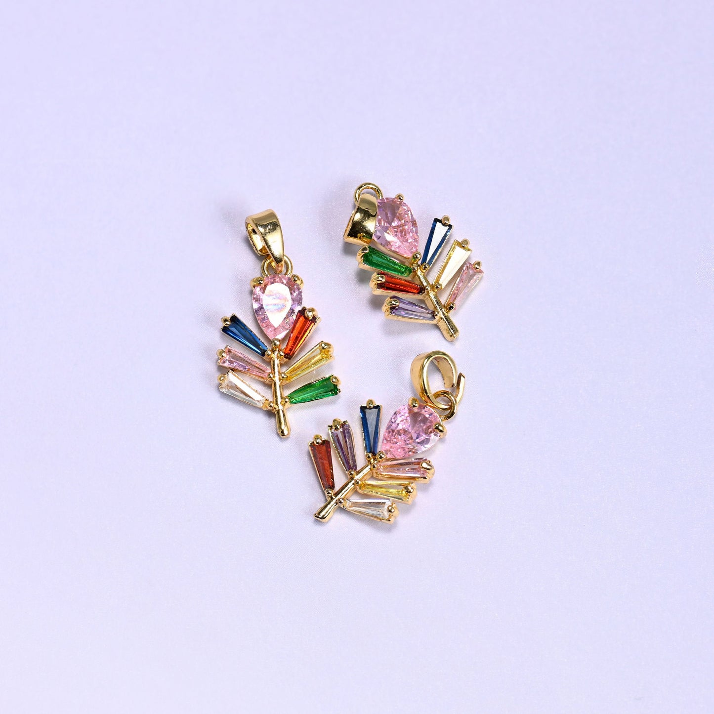 Multicolor Leaf Zircon Charms, sold individually