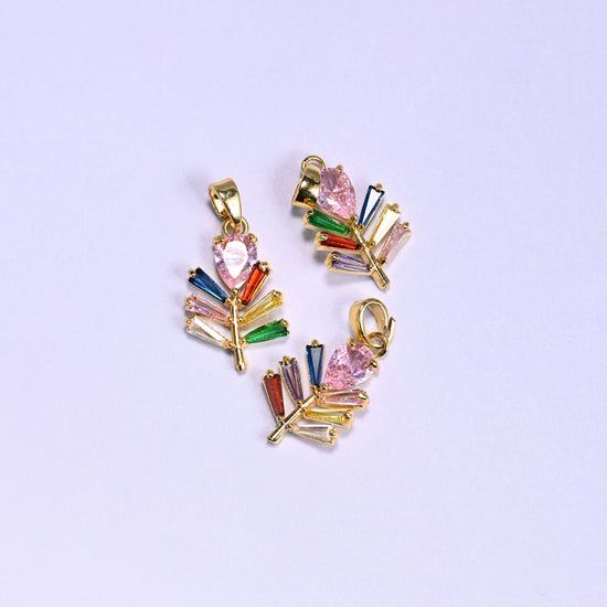 Multicolor Leaf Zircon Charms, sold individually