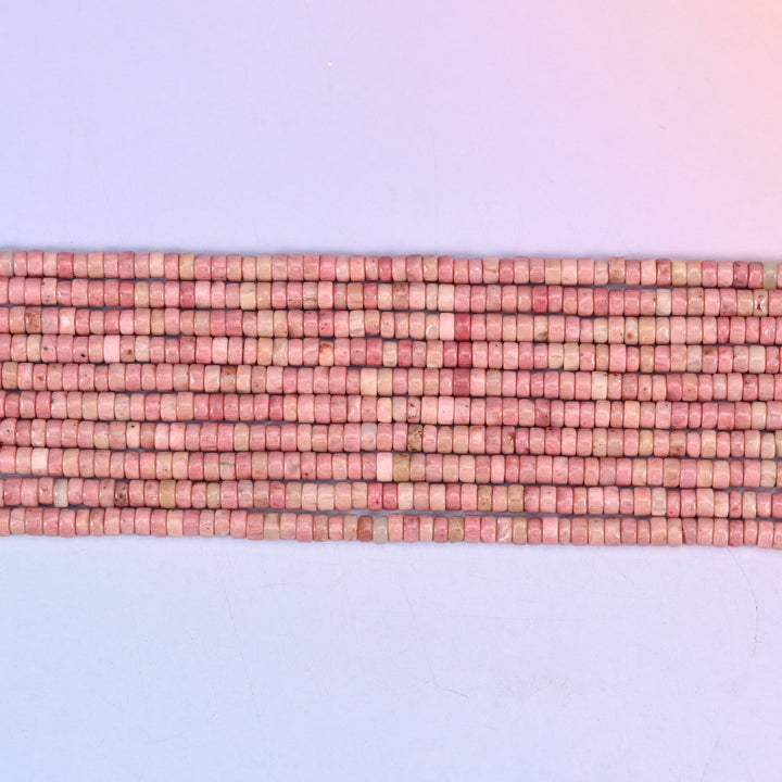 Pink Rhodonite Smooth Heishi Disc Beads: Jewelry Making Supply, 15.5 Inch Strand