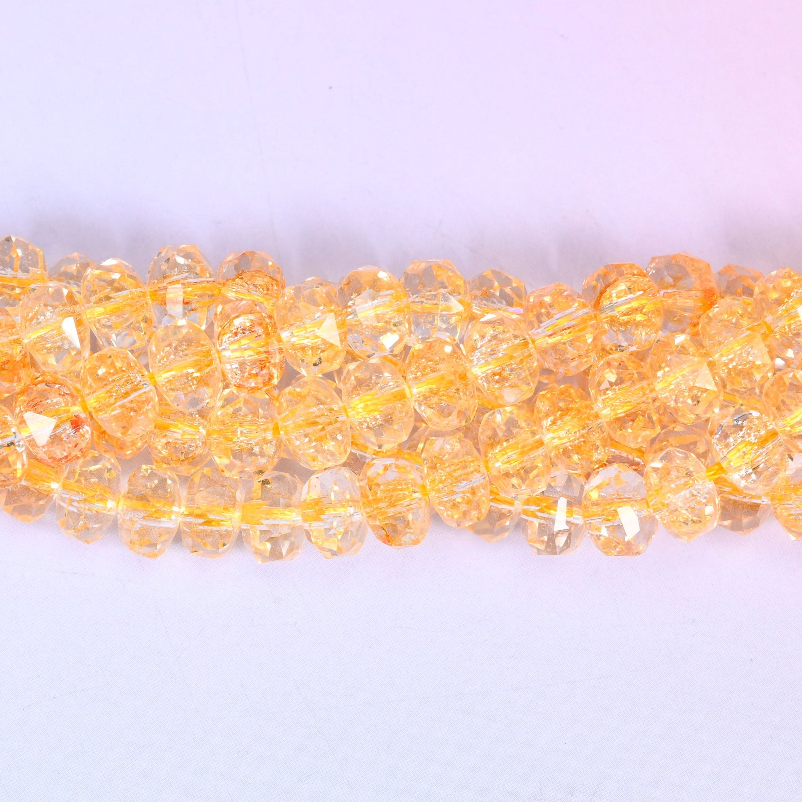 Transparent Gold Faceted Rondelle Glass Beads for jewelry making