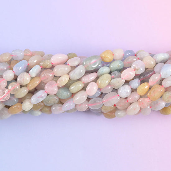 Tumbled pebble nugget cut Morganite beads