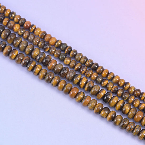 Tiger Eye rondelle beads in golden amber and olive brown with a silky cat's eye sheen