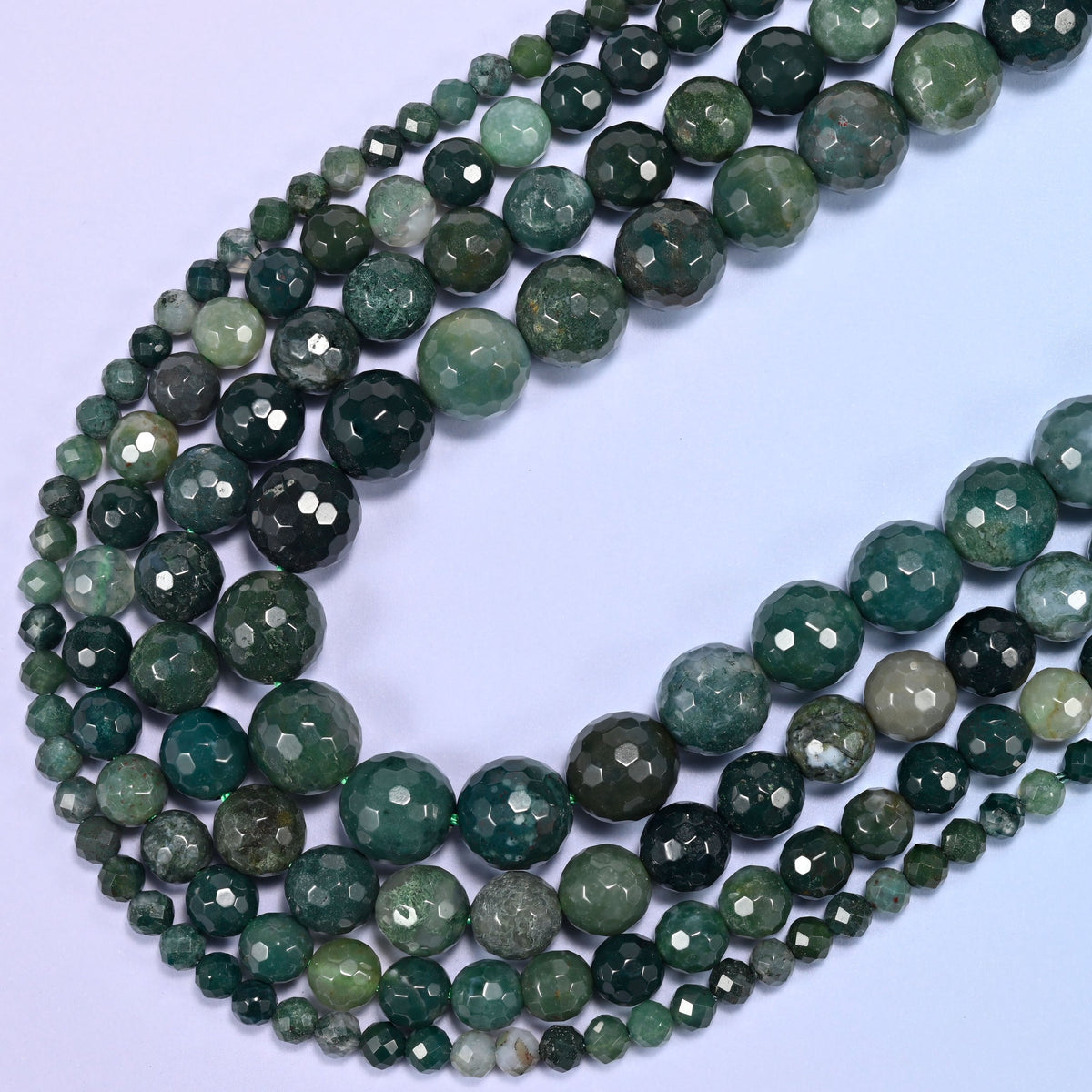 Moss Agate Faceted Round Beads 4mm 6mm 8mm 10mm Jewelry Making 15 Inch Strand