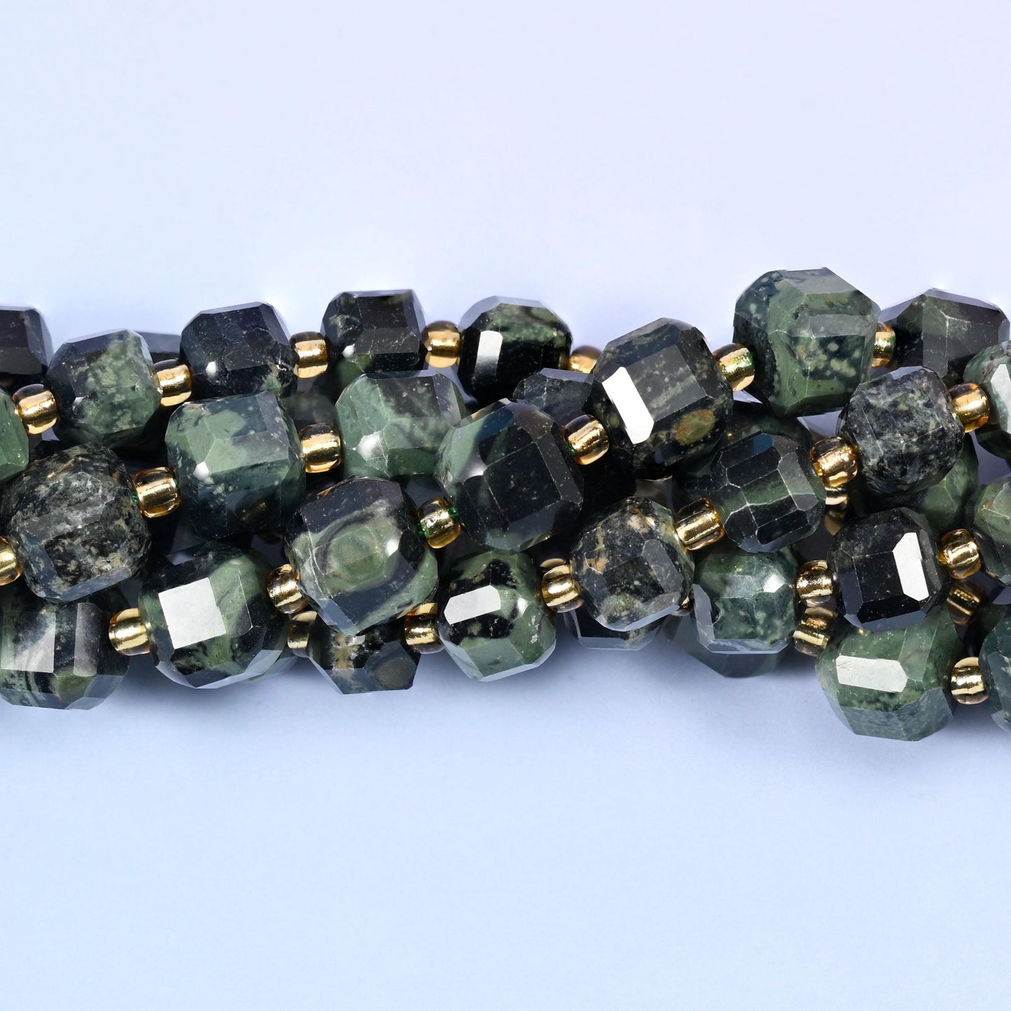 Kambaba Jasper Faceted Cube Beads, 6mm approximately 43 beads / 8mm approximately 38 beads