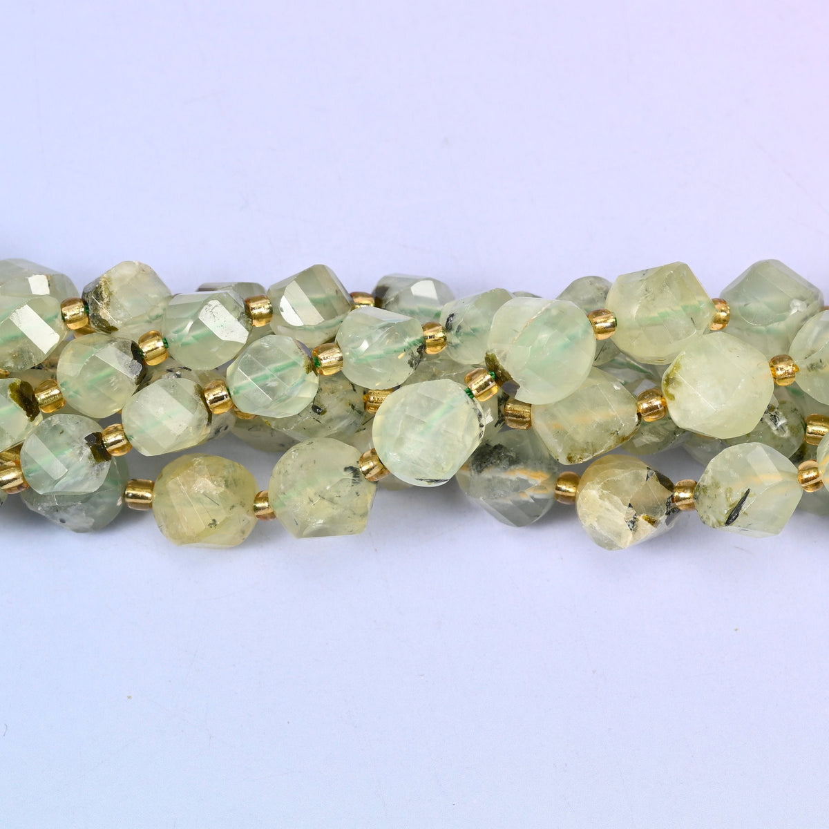 Prehnite Faceted Spiral Twist Beads, 8mm approximately 38 beads / 10mm approximately 31 beads