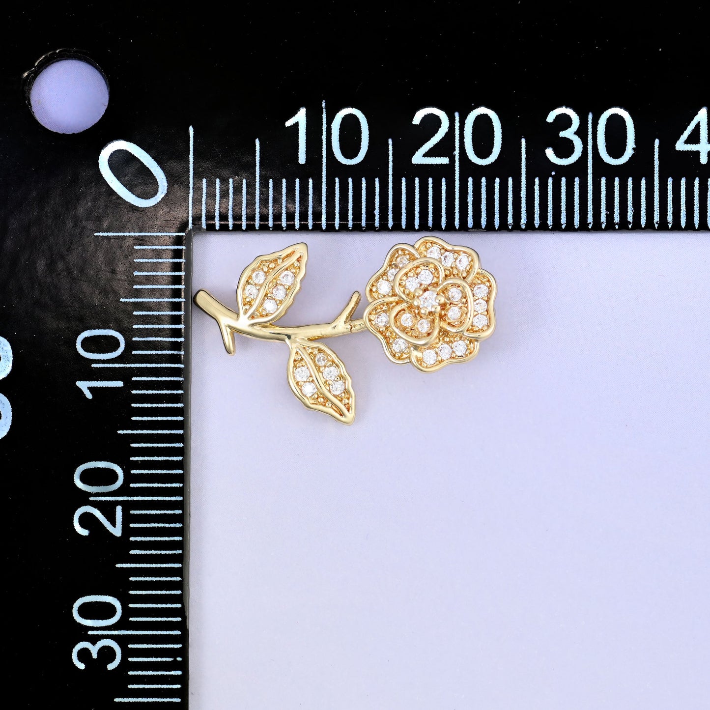 Gold Rose Zircon Charms: 18K Gold Plated Pendants, Jewelry Making Supply