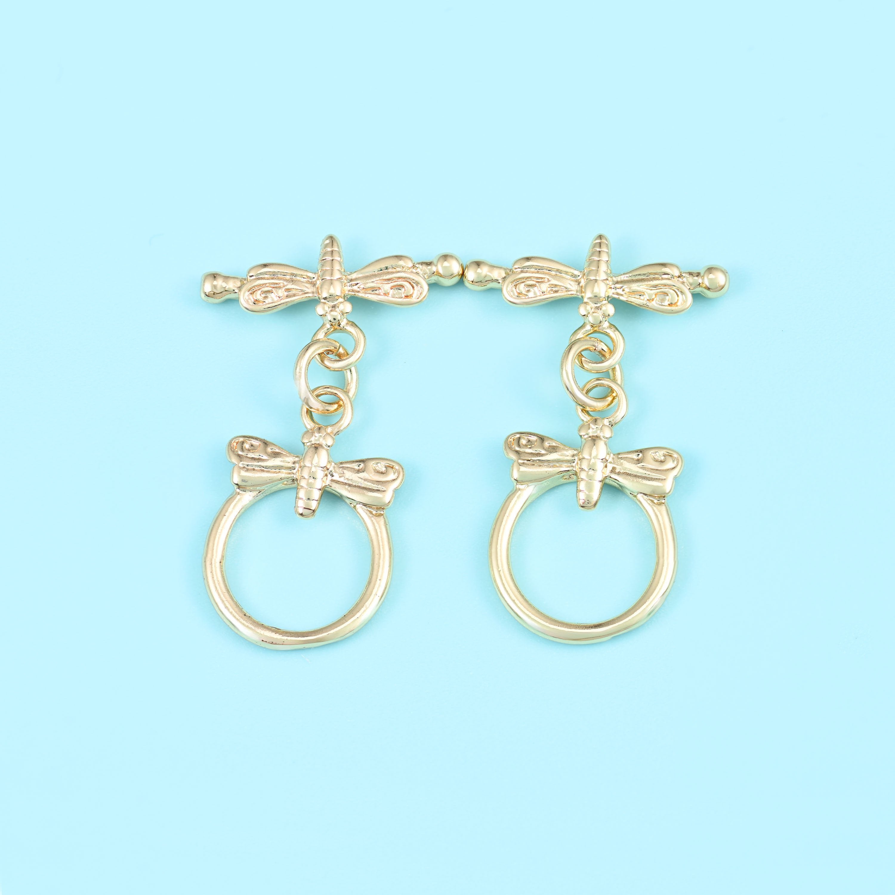 18K gold filled dragonfly toggle clasp, lead free and nickel free