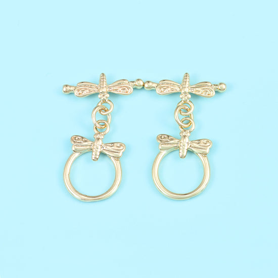 18K gold filled dragonfly toggle clasp, lead free and nickel free
