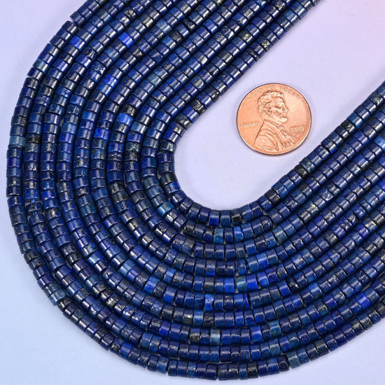 Heishi disc cut Dark Blue Lapis beads