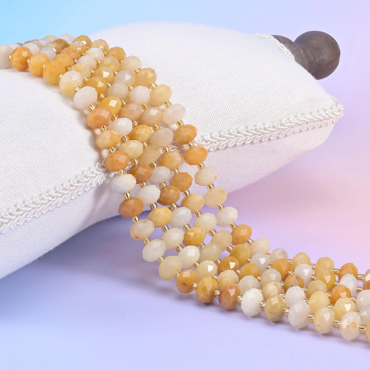 Yellow Jade Faceted Rondelle Beads 6x10mm