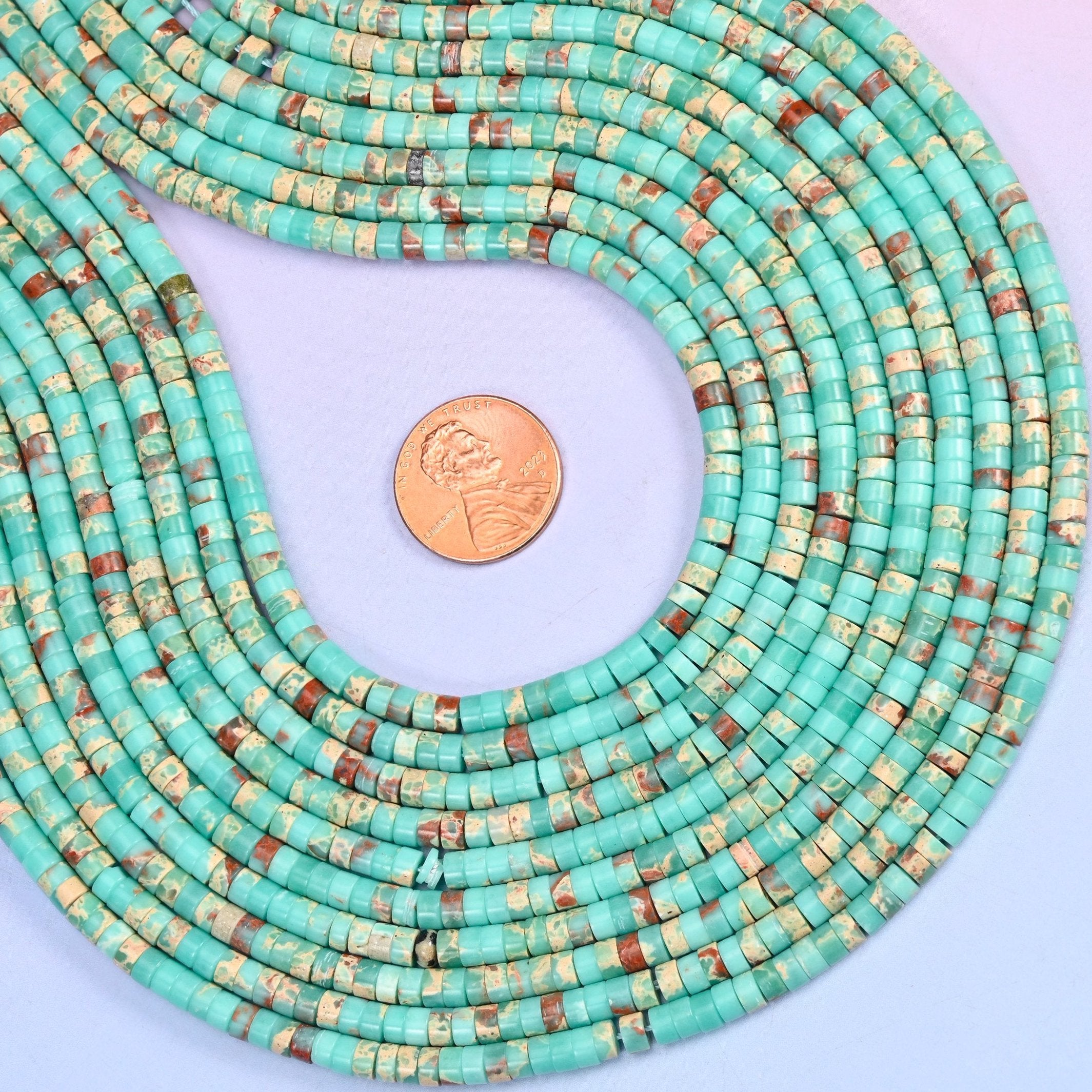 Blue Shoushan Stone Heishi Disc Beads 2x4mm, approximately 180 beads