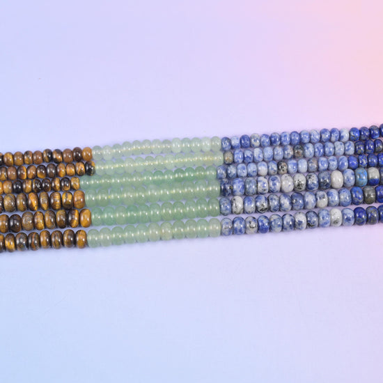 Chakra Smooth Rondelle Gemstone Beads Jewelry Making Size 4x6mm 5x8mm 15.5" Strand