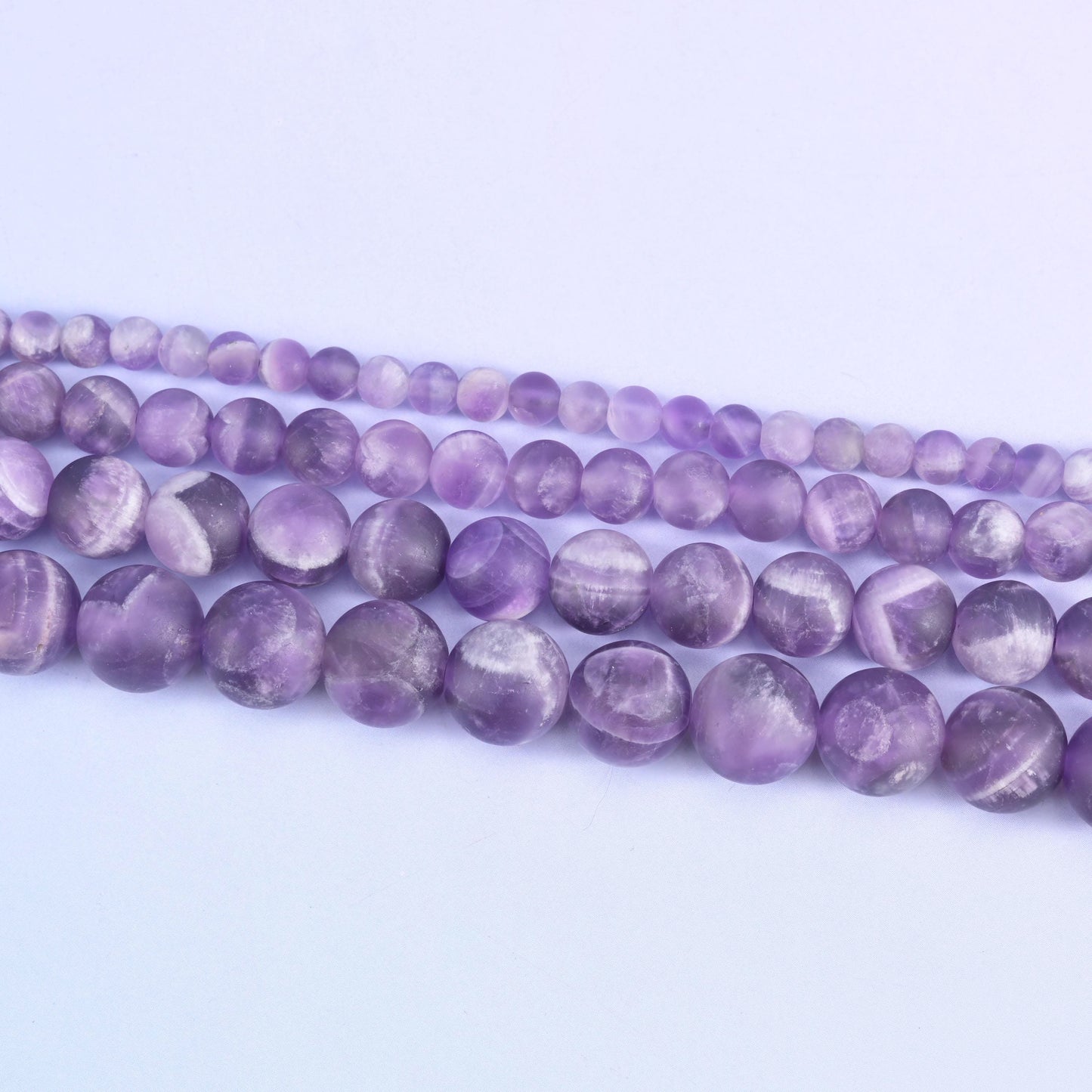 Chevron Amethyst Matte Round Beads 4mm 6mm 8mm 10mm in lavender to deep purple with white banding