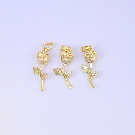 Rose Flower Charm Pendant, sold individually, 1 piece per order