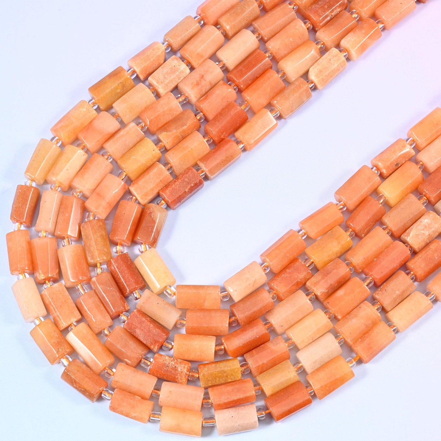 Red Aventurine Faceted Tube Beads 11x6mm, 15.5 inches