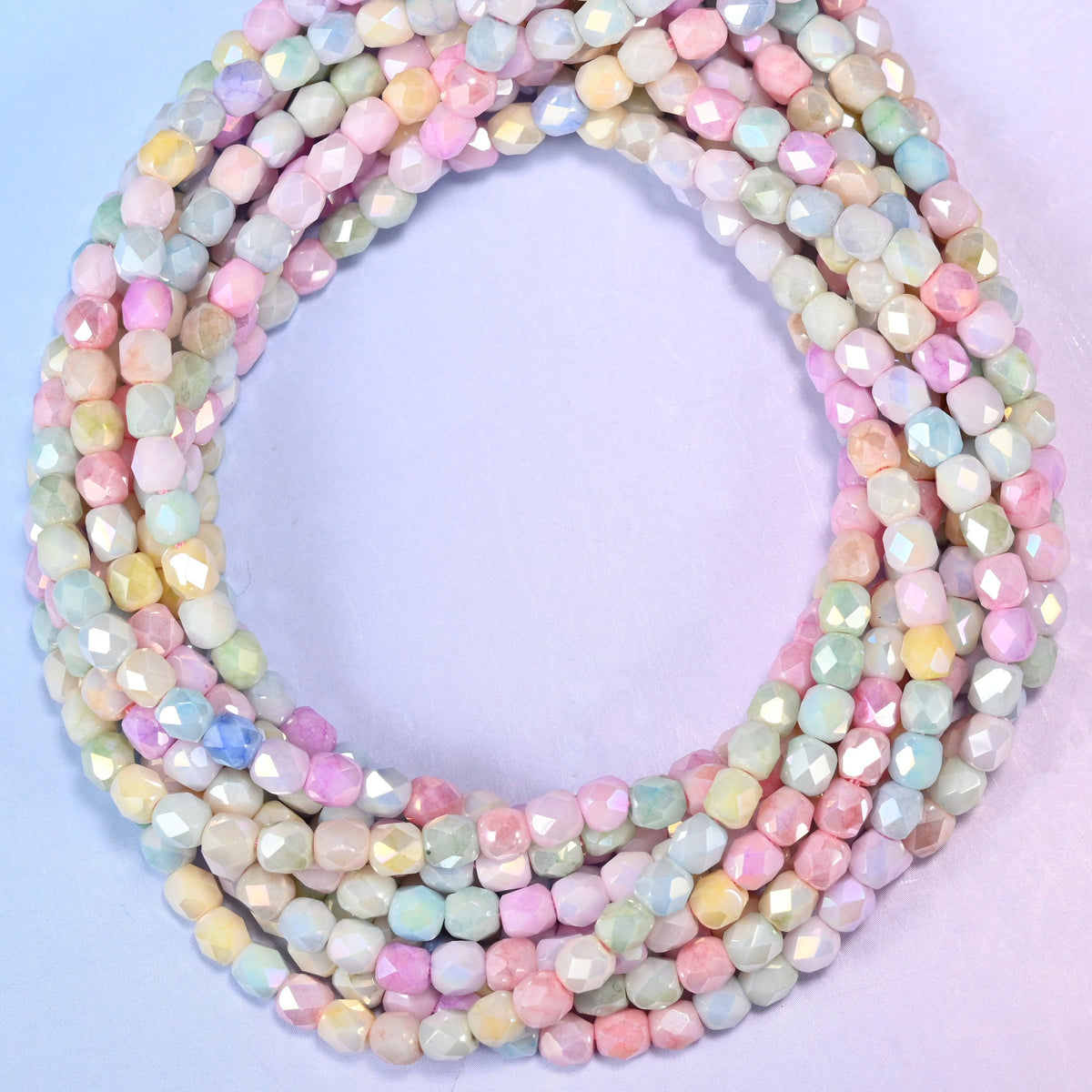 Colorful Opaque Faceted Tiny Barrel Glass Beads, moulded glass with consistent colour bead to bead.
